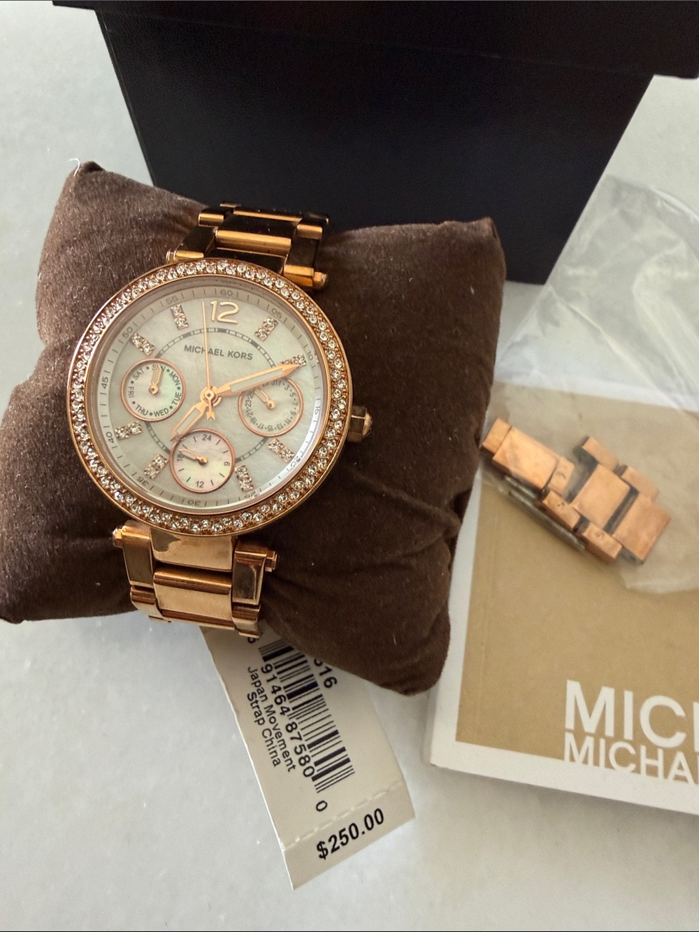 Michael Kors Rose Gold-Tone Women's Crystal Bezel Chronograph Watch